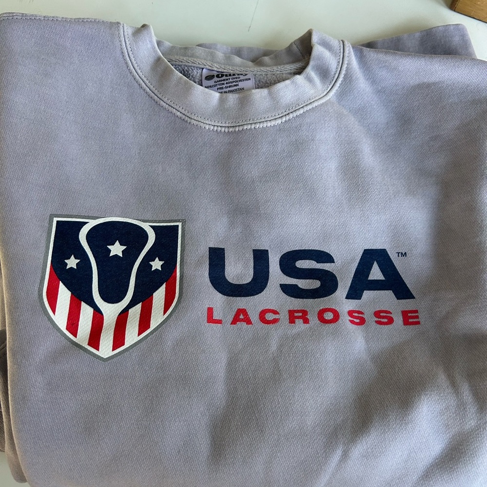 USA Lacrosse sweatshirt.